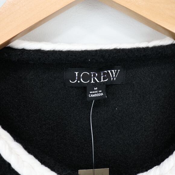 J.Crew Women's Cropped Boucle Yarn Lady Jacket Black White Size Medium NWT - Picture 4 of 8